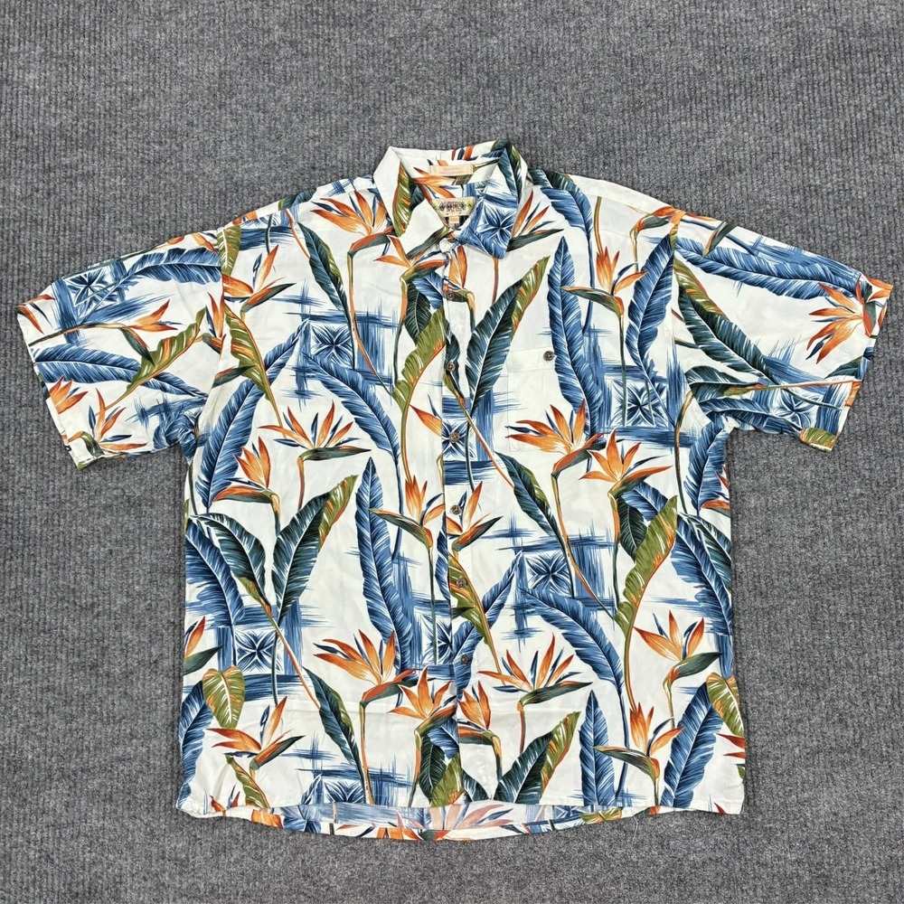 Campia Moda Hawaiian Shirt Mens Size 2XL Tropical Bird of Paradise Print Rayon